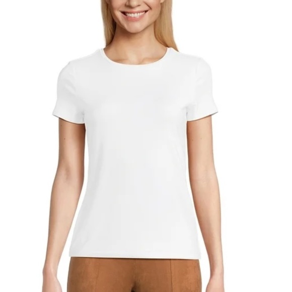 Time and Tru Women's Round Neck Smooth Tee with Short Sleeves - Picture 2 of 3